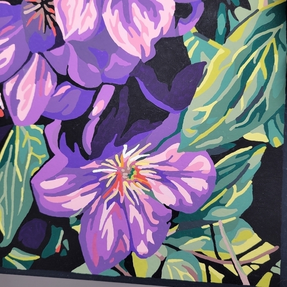 Clematis & Butterflies Finished Acrylic Paint By Number Painting 11×14 W/ Border - Picture 6 of 17